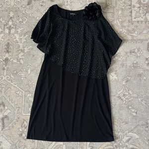 NWT Glamour- Black Asymmetrical Overlay Dress